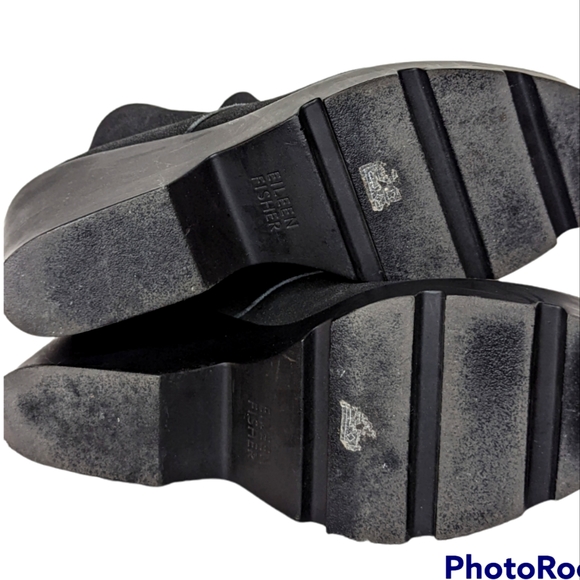 Eileen Fisher Shoes Women's Sz 7.5 Black Suede Wedge Platform Slip On - Picture 11 of 12